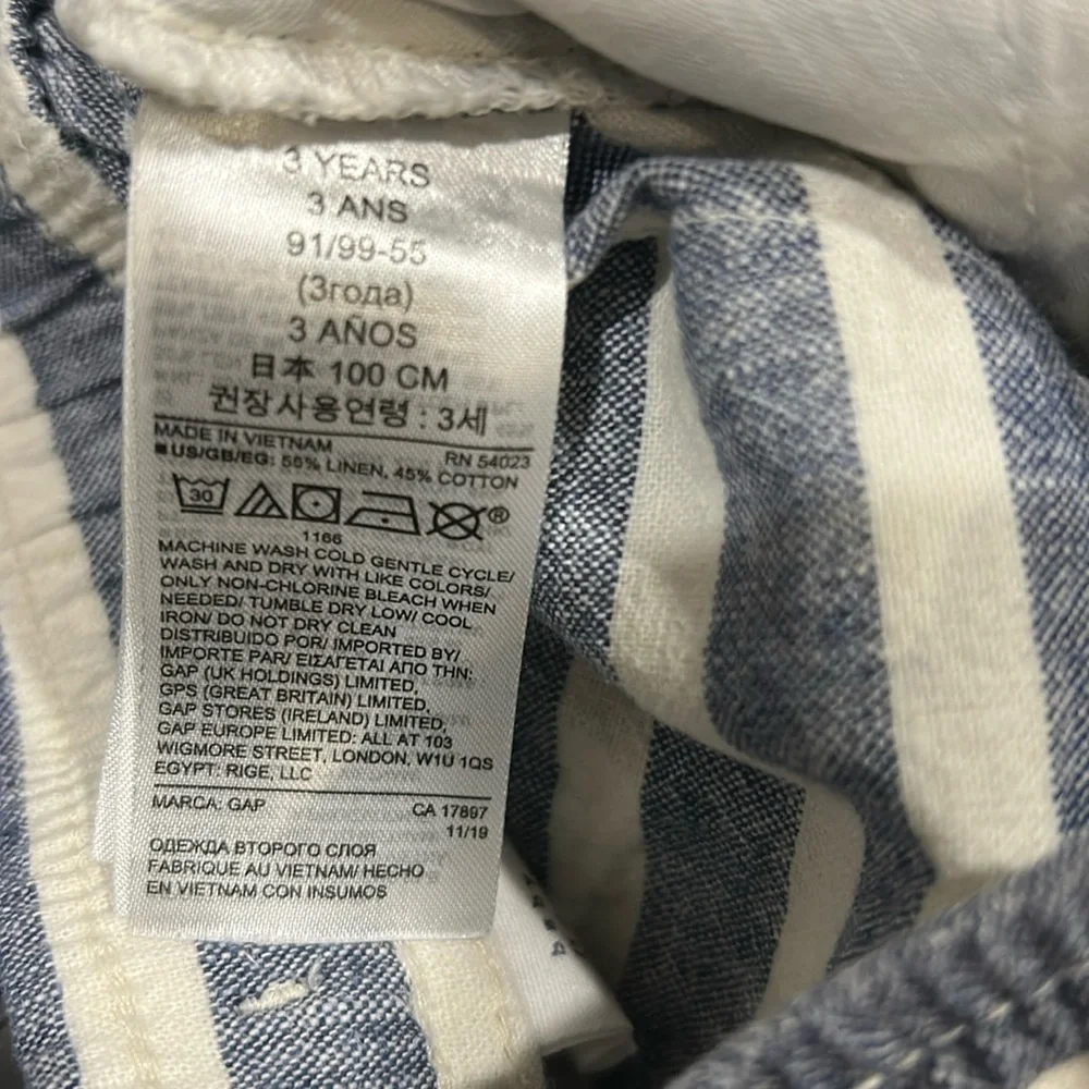 Gap Baby linen blend striped drawstring shorts pockets boys size 3 yrs toddler